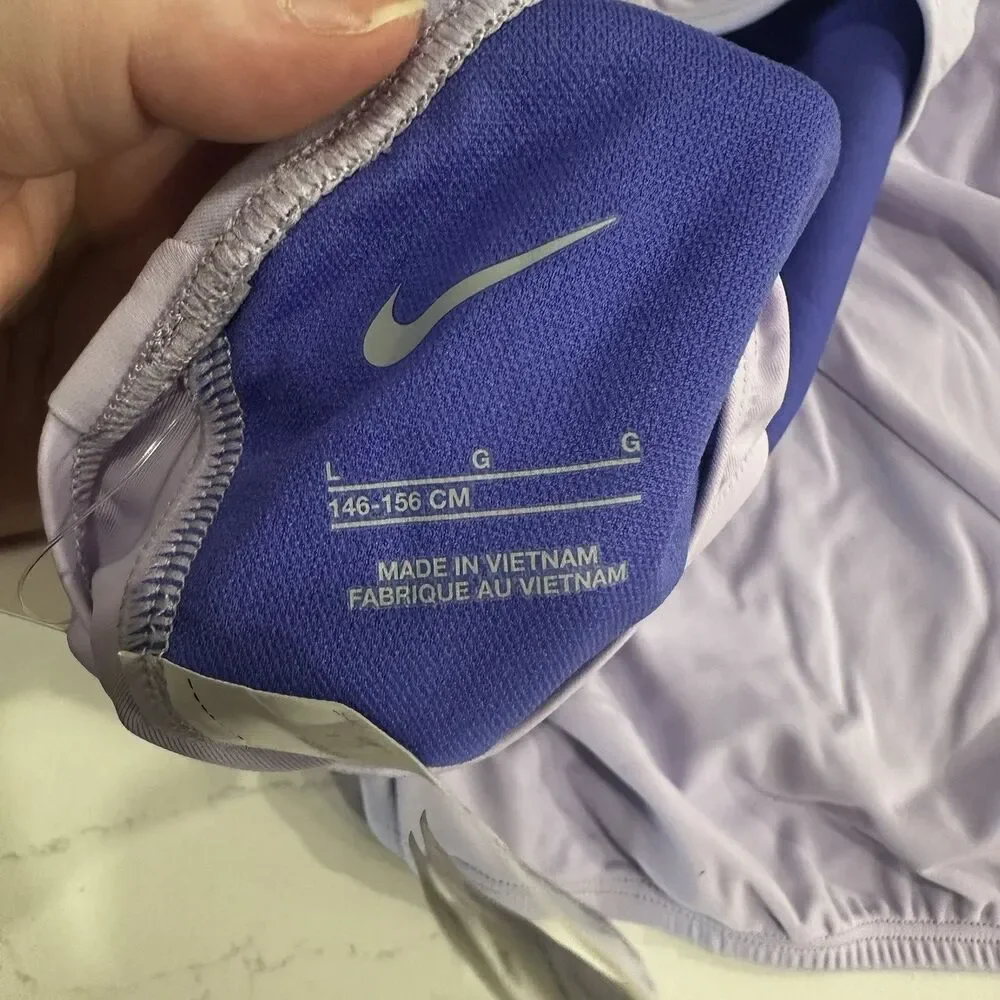 Nike Hydrastrong Girl's Purple One Piece Swimsuit U-Back Tank Low Leg NWT